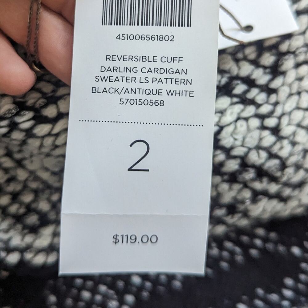 Chico's Black & White Textured Open-Front Cardigan Blazer - Picture 9 of 9